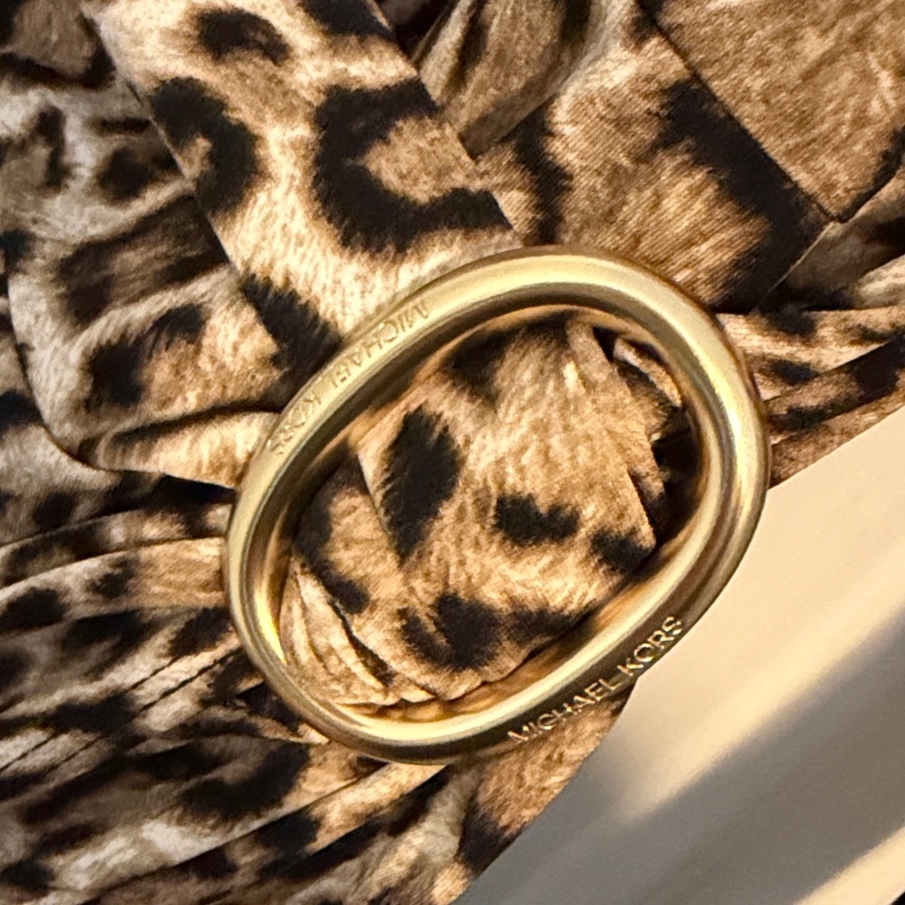 MICHAEL Michael Kors Leopard Print Long Sleeve Wrap Dress - Brown/Tan - Picture 2 of 5